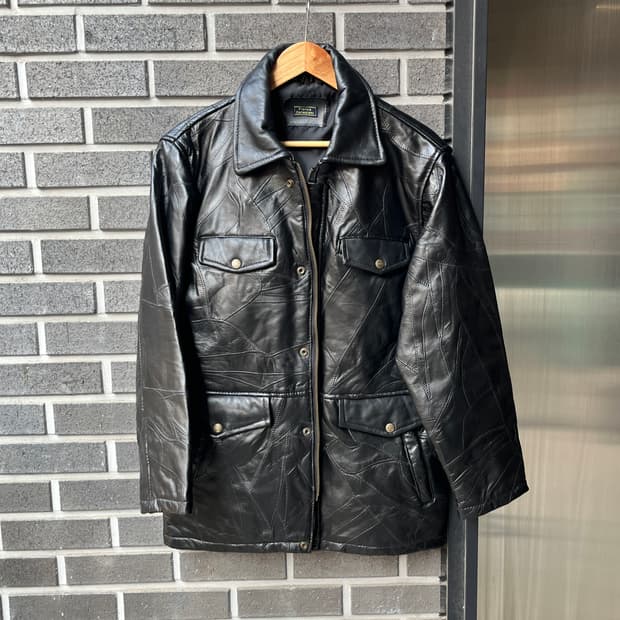 Franco Collezioni 양가죽 패치워크 자켓 블랙