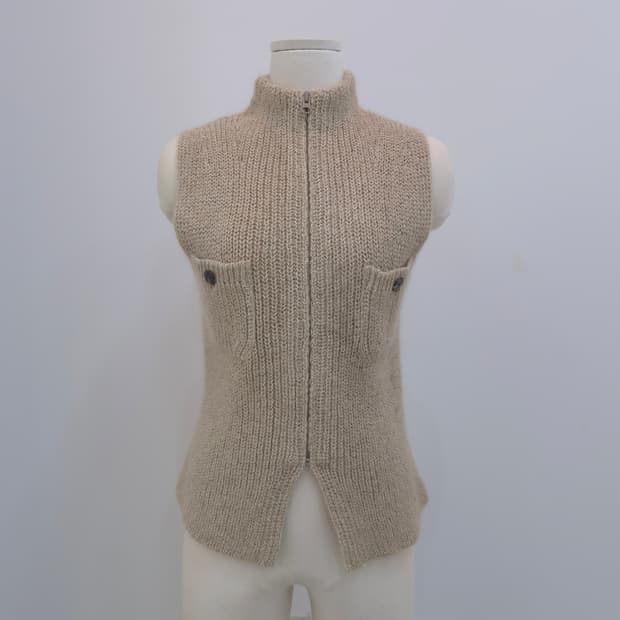 하이넥 집업 포켓 니트 베스트