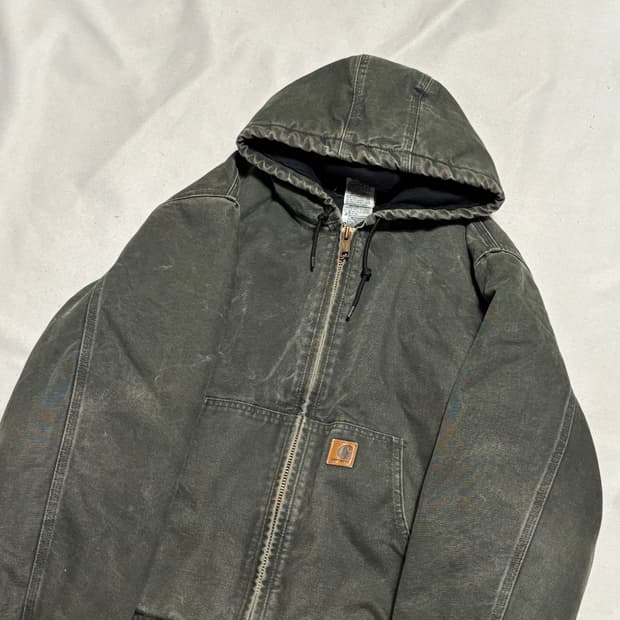 L 칼하트 카키 후드 워크 자켓