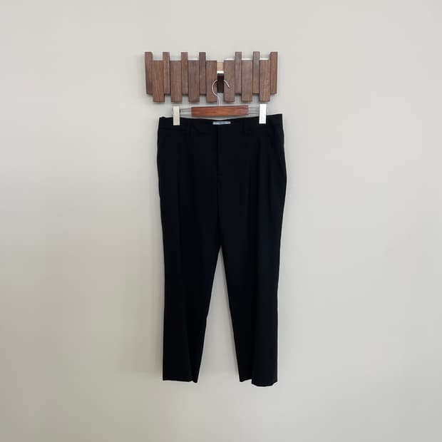 프라다 42|여성66 미니멀 테일러드 블랙 슬랙스