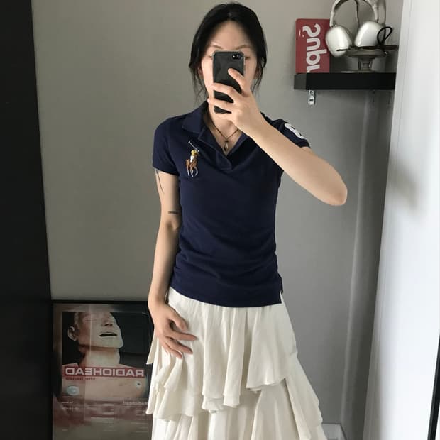 폴로 랄프로렌 빅포니로고 네이비 카라티