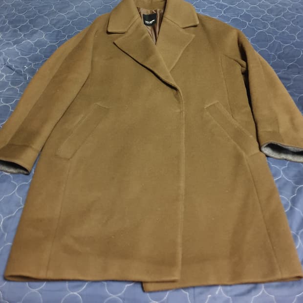 (빈티지) ZOOC 울100% 브레스티드 클립 코트 올리브 (55)