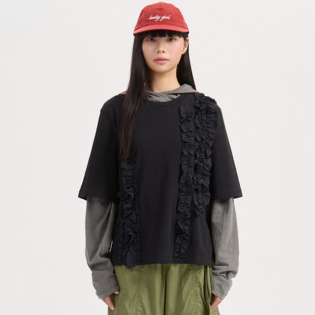 Woven Frill Half Sleeve T-shirt