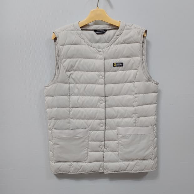 내셔널지오그래픽 패딩 조끼 아이보리 여성M