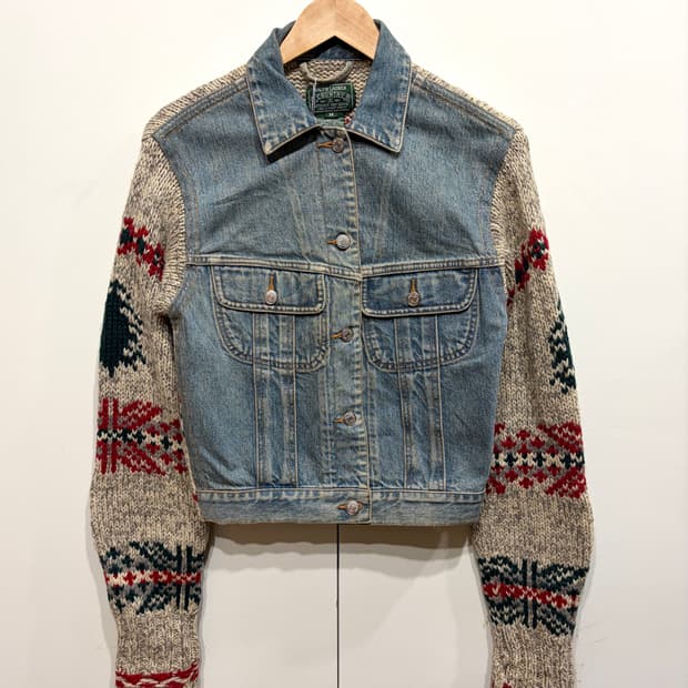 90's 폴로 컨트리 코위찬 니트 트러커 자켓
