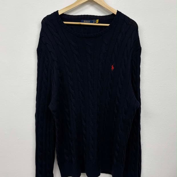 [XL] 폴로 랄프로렌 신형 큐알 케이블 니트 스웨터