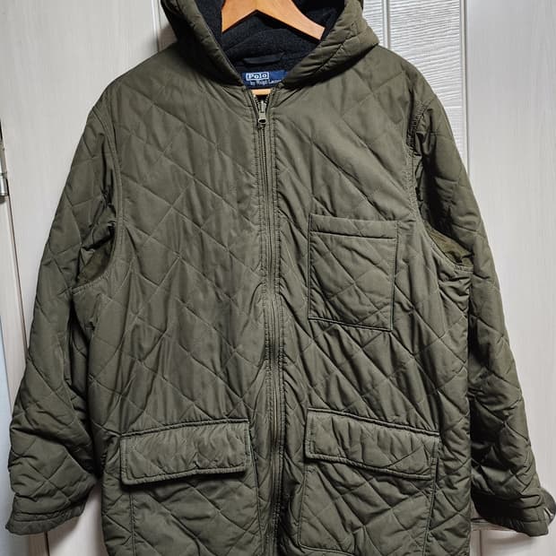 00s 빈티지 Ralph Lauren 폴로 랄프로렌 카키 퀄팅 후드(L)