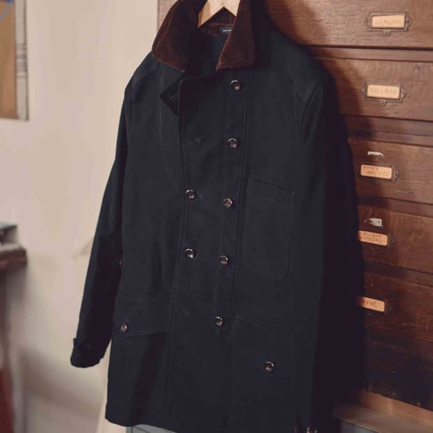 드레익스 몰스킨 더블 브레스티드 워크 코트 (Drakes)