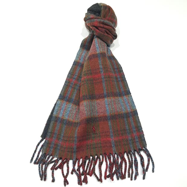 MX655 폴로 90s 이태리판 램스울 양면 타탄체크 머플러 목도리