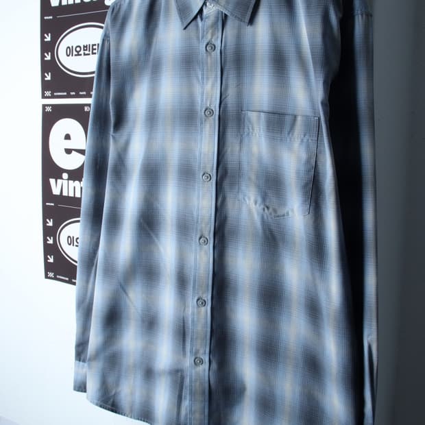 (XL-2XL) 마인드브릿지 셔츠 남방 체크 연블루 아메카지-H34274