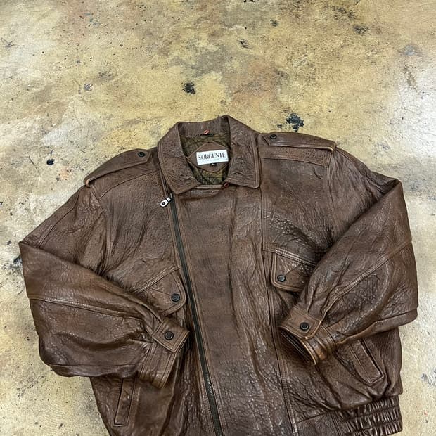 [정품] SORGENTE 갈색 가죽 봄버 자켓 b19