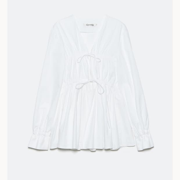 Ribbon Open Shirts_Off White