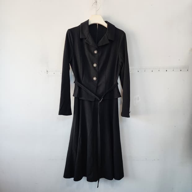 로나피아 블랙 벨트 롱 원피스