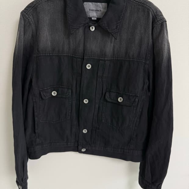 토니웩 25SS 코튼 린넨 가먼트-다이드 트러커 자켓_블랙