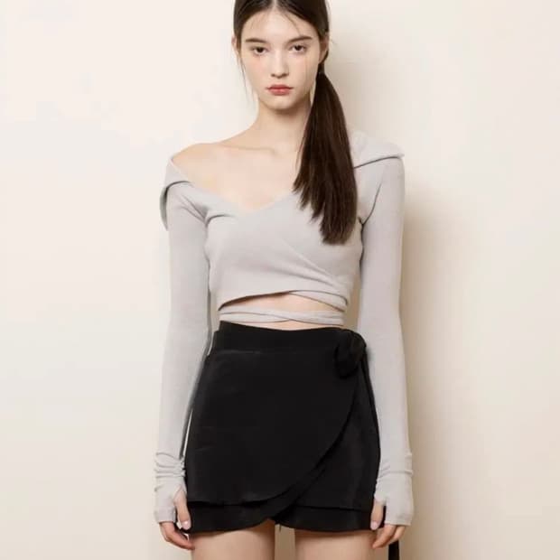 낫유어로즈 jenny wrap t shirt 그레이