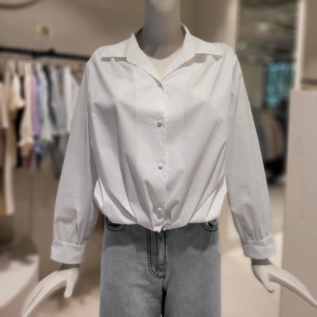 23SS DEWL 디테일 셔링 크롭 블라우스