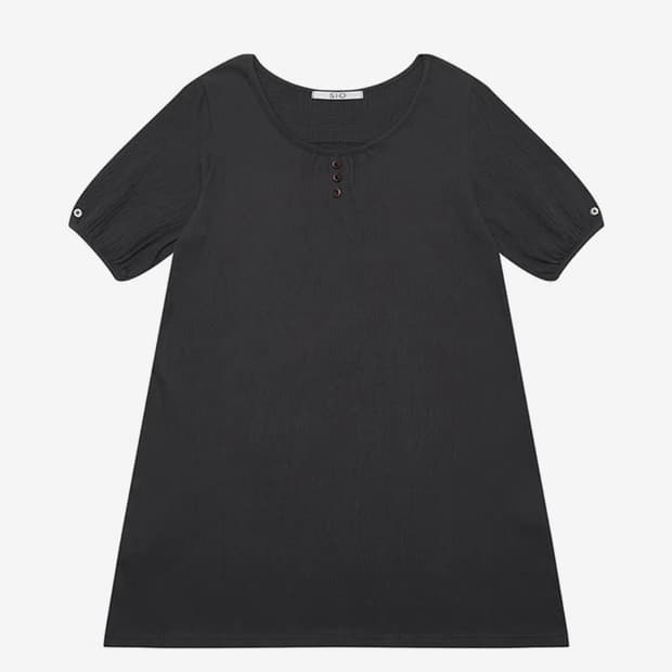 WRINKLE PUFF MINI DRESS [NAVY]