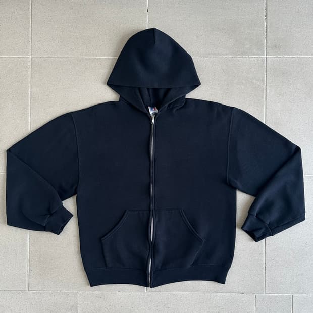 빈티지 러셀 후드집업 블랙 M