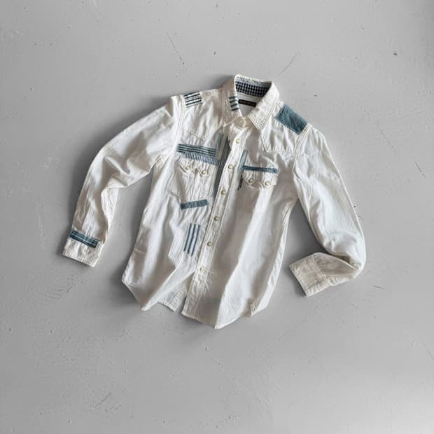 블루블루재팬 패치워크 셔츠