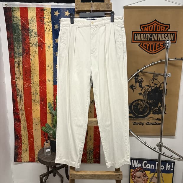 90s 폴로 랄프로렌 클래식 더블 플리츠 치노팬츠 스모키화이트 N763