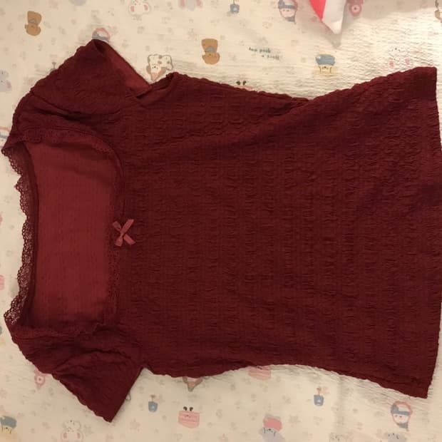 빈티지 퍼프 리본 티