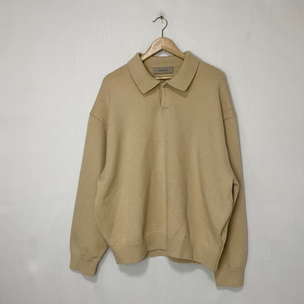 에센셜 피어오브갓 긴팔 니트 카라 맨투맨 베이지 남성 M 빈티지오버핏
