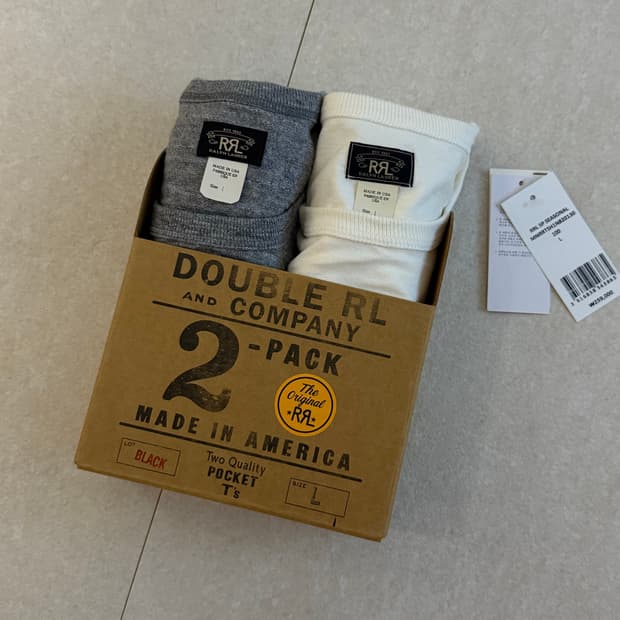 Rrl 가먼트다이 투팩 화이트/그레이  L