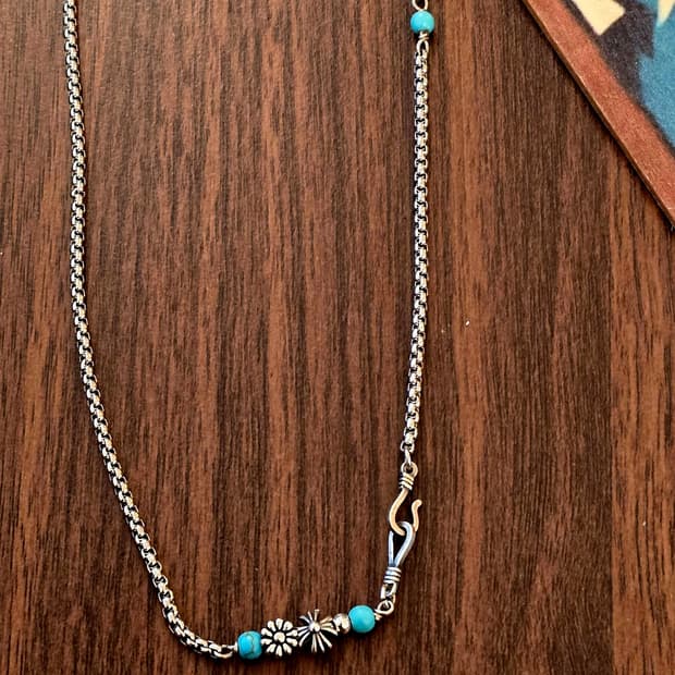 Surgical/silver925 터키석 point nacklace