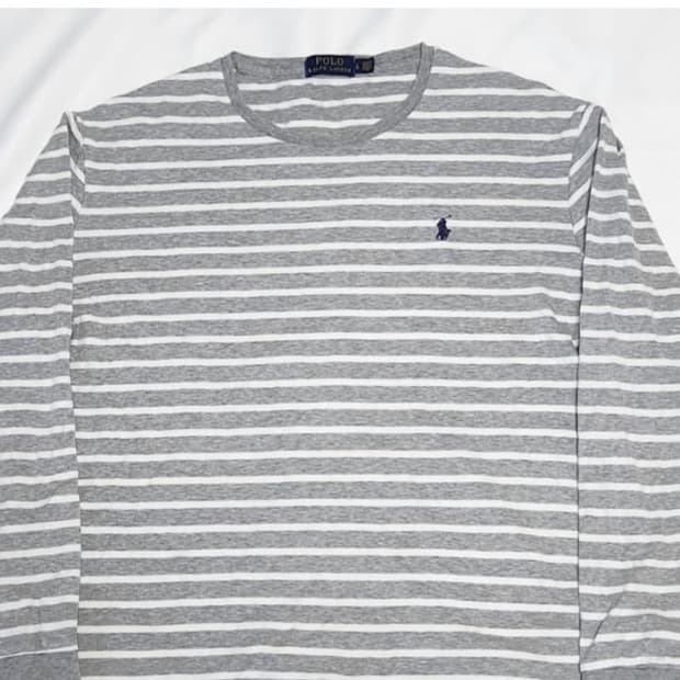 구해요) 폴로 그레이 스트라이프 와플티