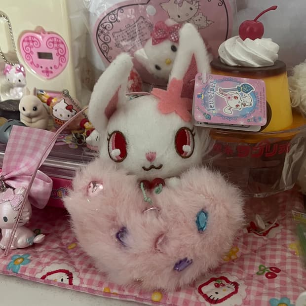 고전 쥬얼펫 루비 하트 큐빅 인형 폼폼이 키링 스트랩 산리오 산엑스 갸루