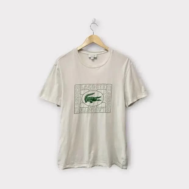 라코스테 빅로고 라운드 화이트 반팔티 L-XL