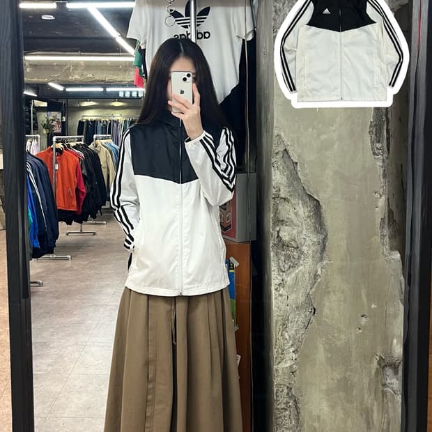 아디다스 후드 바람막이 화이트 M #csz2871