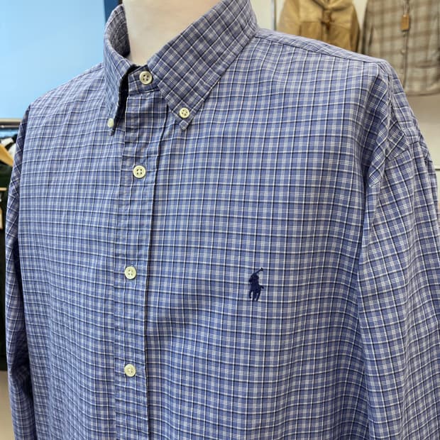 폴로 랄프 로렌 체크 셔츠 블루