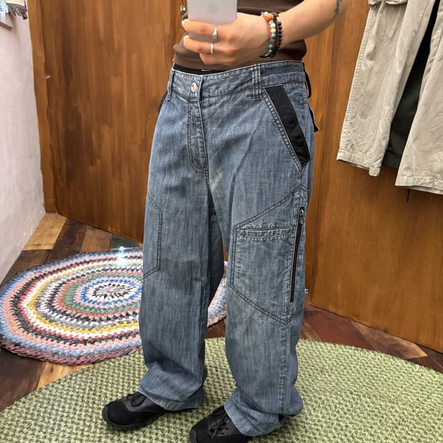 빈티지 배색 포켓 데님팬츠 (h122)