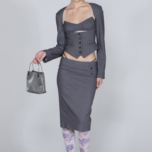 Bodices Two Piece Wool Blazer Gray