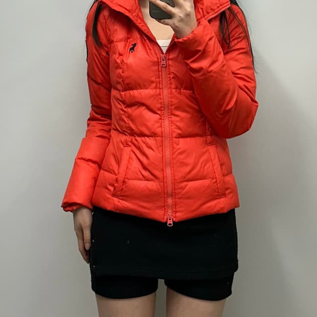 아베크롬비 산양로고 오렌지 투웨이 다운 패딩