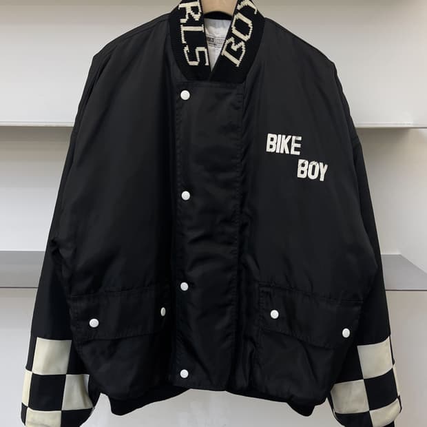 미치코 런던 90s 바이크 보이 체커보드 자켓