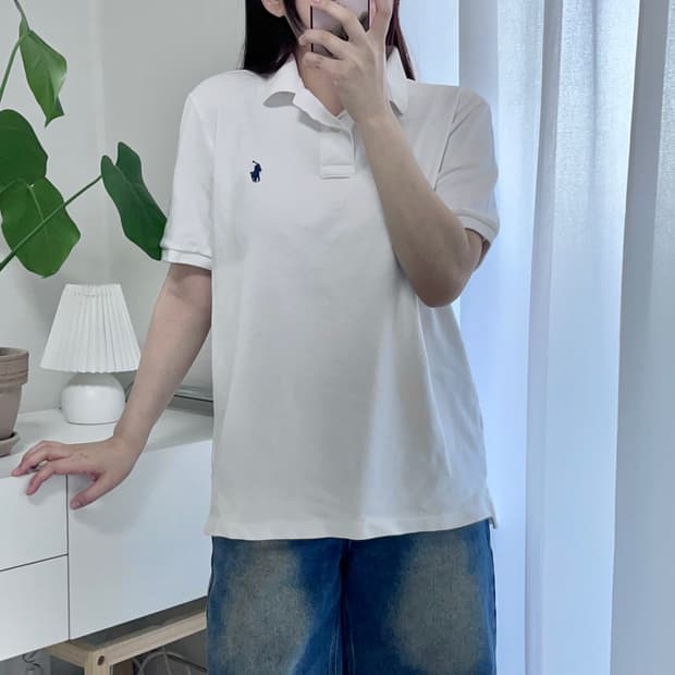 [정품] 폴로 화이트 / 네이비포니 반팔카라티 [ M ]