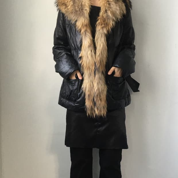 Fur point lamb leather jacket
