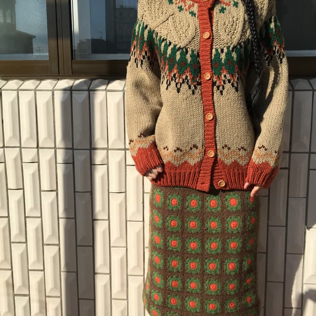 Nordic pattern knit cardigan