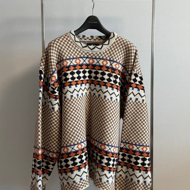 Stussy 스투시 x NOMA t.d. 체커보드 노르딕 스웨터 L