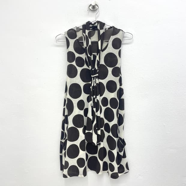 ivory dark brown polka dot mini dress