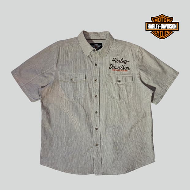 [XL]할리데이비슨 모터싸이클 자수 반팔 셔츠