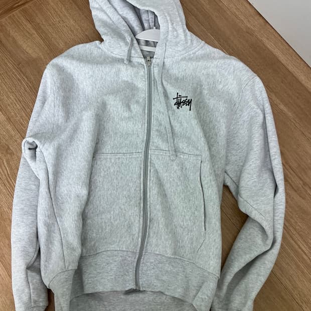 스투시 베이직 스투시 후드 집업 애쉬 헤더 Stussy Basic Stu