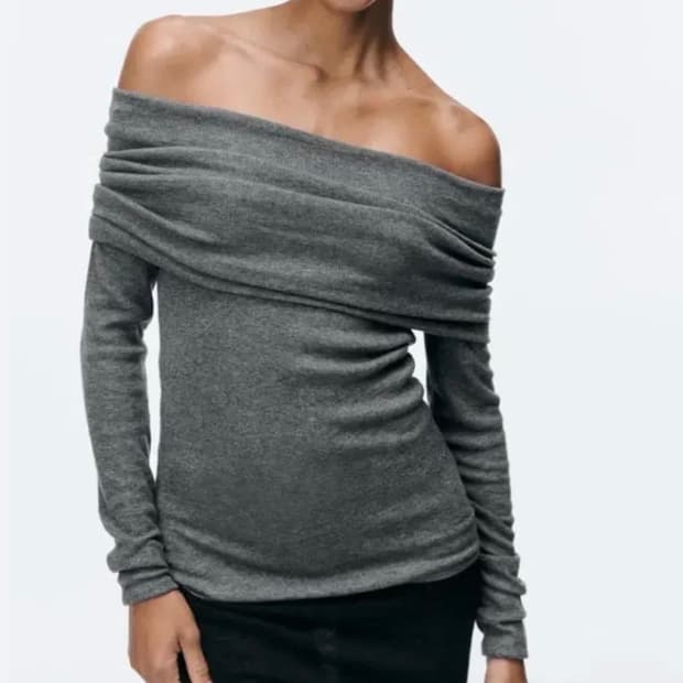 자라 오프숄더 다크그레이 M