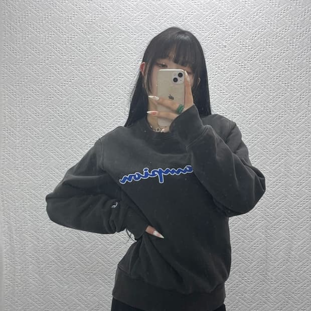 챔피온 모던 캐주얼 레트로 빅로고 기모 맨투맨 S C09393