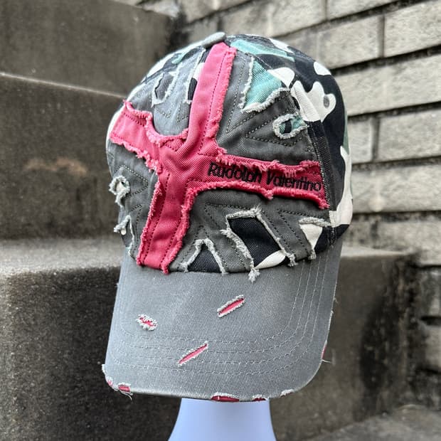 90s Rudolph Valentino camo red cross cap