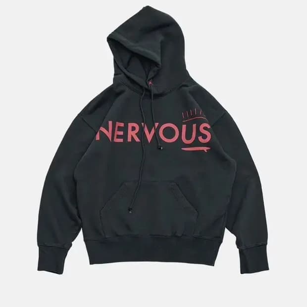4 ) NERVOUS 너버스 오버핏 후드 차콜