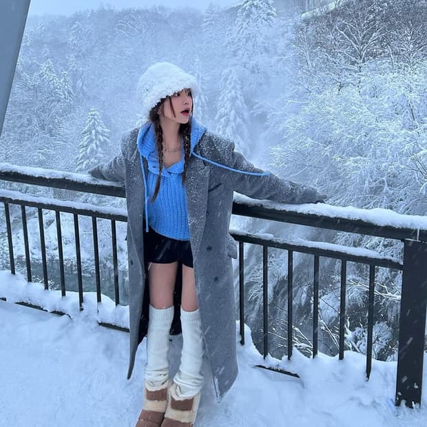 헤이미 스노우 니트 후드 소라