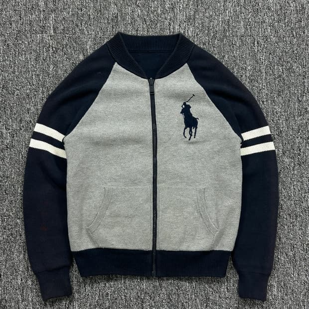 폴로 랄프로렌 빅포니 네이비 그레이 리버시블 니트집업
